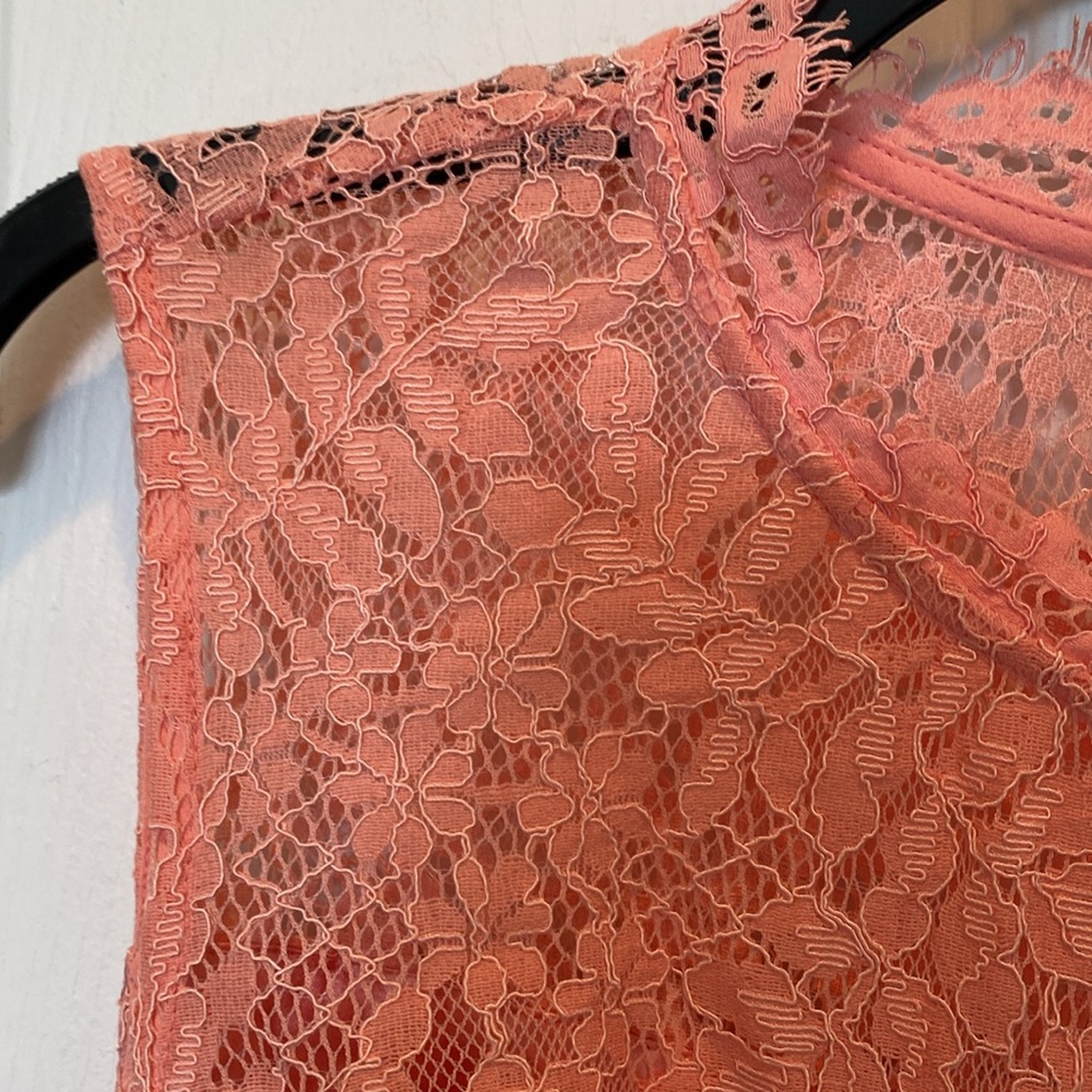 City Chic peach Lace Bodice Hi Lo lover belted Dress Sz 16 New - Picture 4 of 4